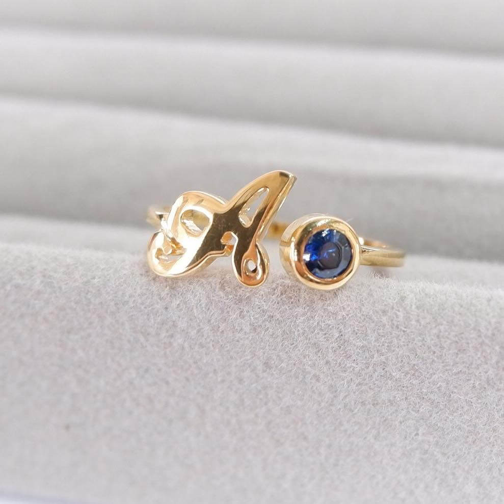 PR - INITIAL RING WITH BIRTHSTONE